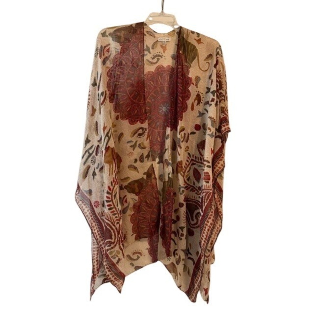 Woven Heart Womens Kimono Wrap‎ Cardigan Boho Elephant Mandala Print Sheer XL